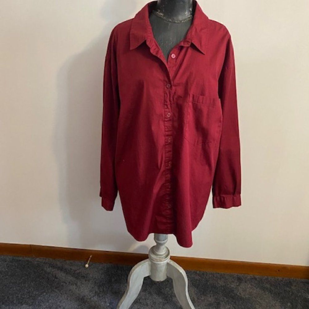Ava & Viv Burgundy button-down, size 3X